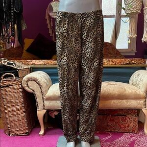 Vintage Y2K velour velvet leopard cheetah animal print pajama pants